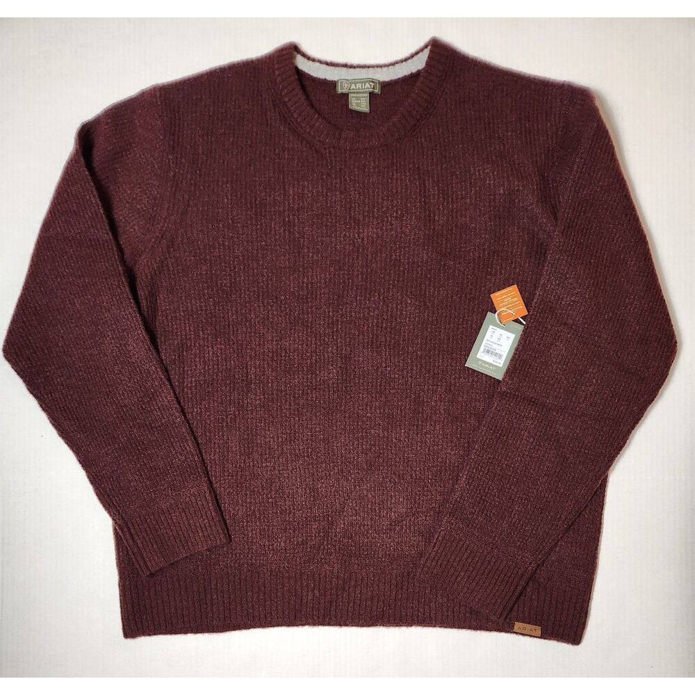 Ariat Mill Valley Sweater Men’s XXL 2XL Maroon Wool Blend